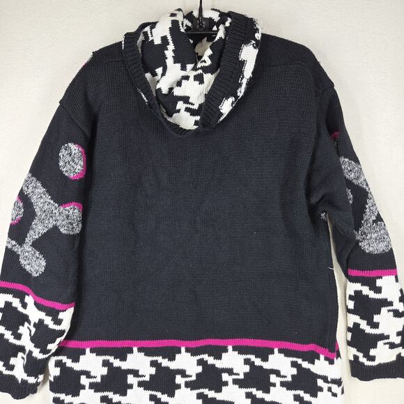 Vtg J B Diffusion Womens Sweater M Black Pink Turtleneck Art To Wear Abstract - Picture 11 of 12